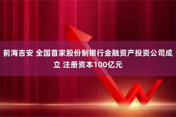 前海吉安 全国首家股份制银行金融资产投资公司成立 注册资本100亿元